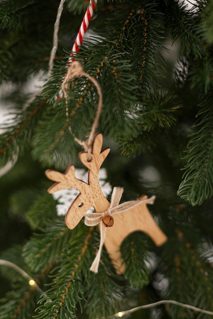 Free photo close-up view of christmas tree concept