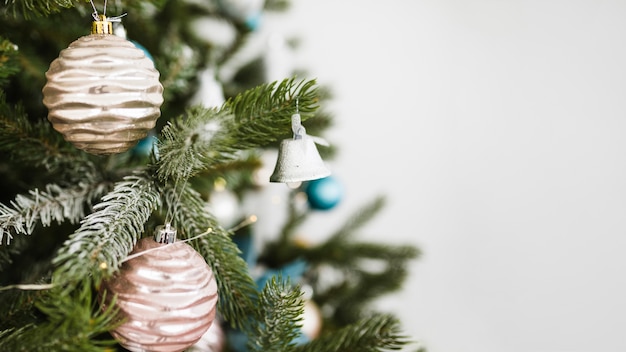 Close up view of christmas tree