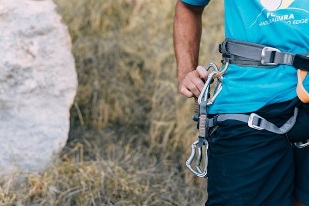 Close up view of climber