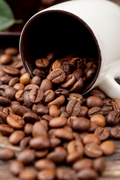 Vista del primo piano del concetto del caffè