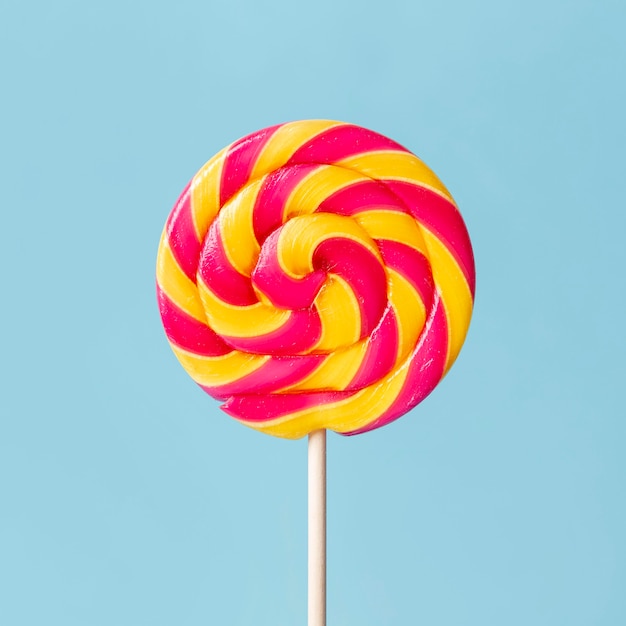 Close-up view of colorful delicious lollipop