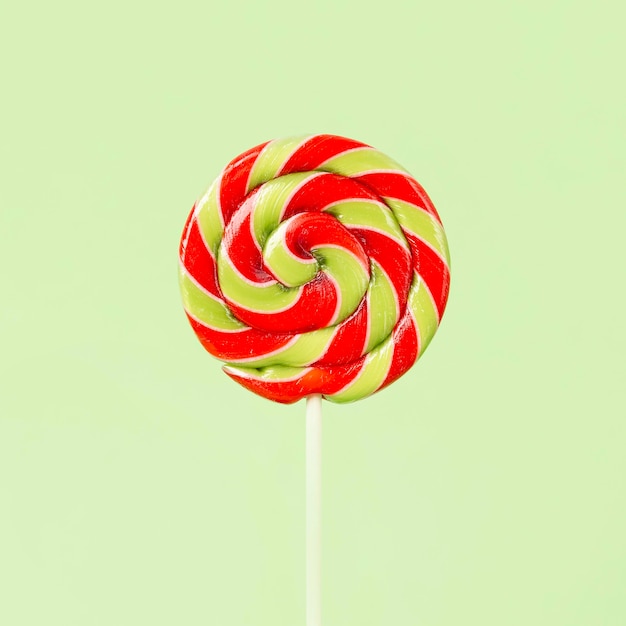 Close-up view of colorful delicious lollipop