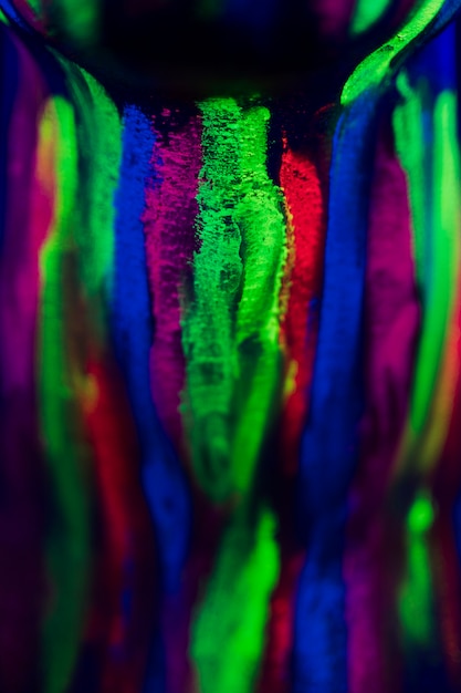 Close-up view of colorful fluorescent colors