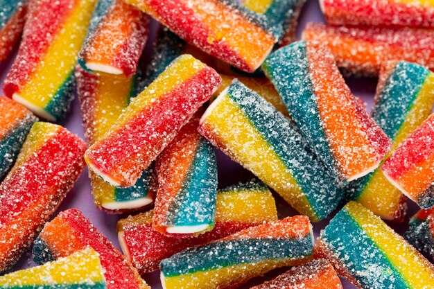 Close-up view of colorful sweets