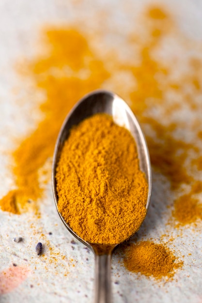 Close-up view of condiment powder concept