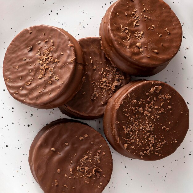 Close-up view of delicious alfajores cookies