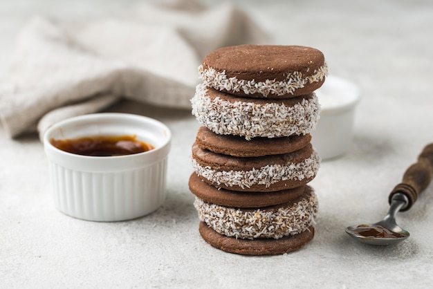 Close-up view of delicious alfajores