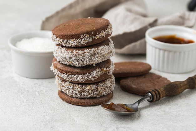 Close-up view of delicious alfajores