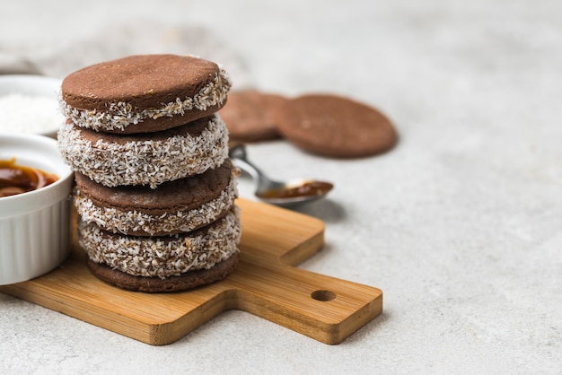 Close-up view of delicious alfajores