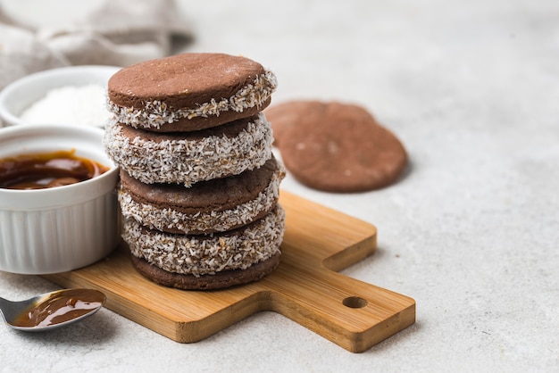 Close-up view of delicious alfajores