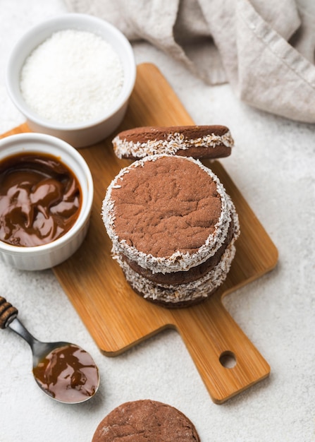 Close-up view of delicious alfajores