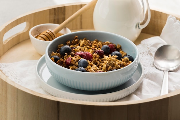 Free photo close-up view of delicious cereal bowl