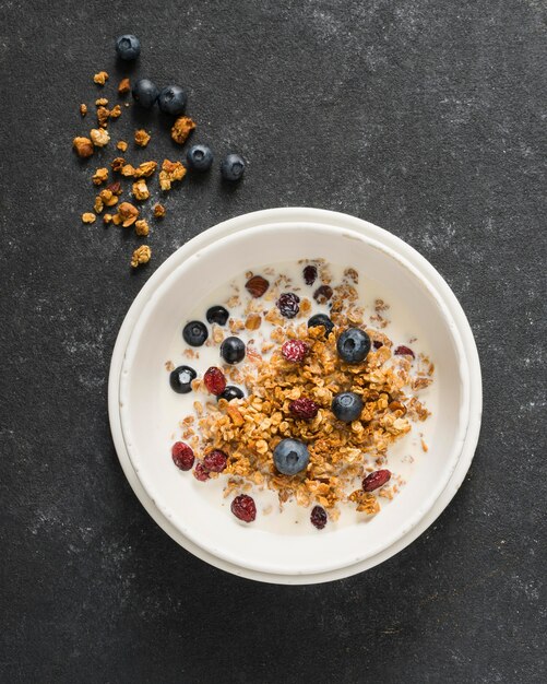 Close-up view of delicious cereal bowl