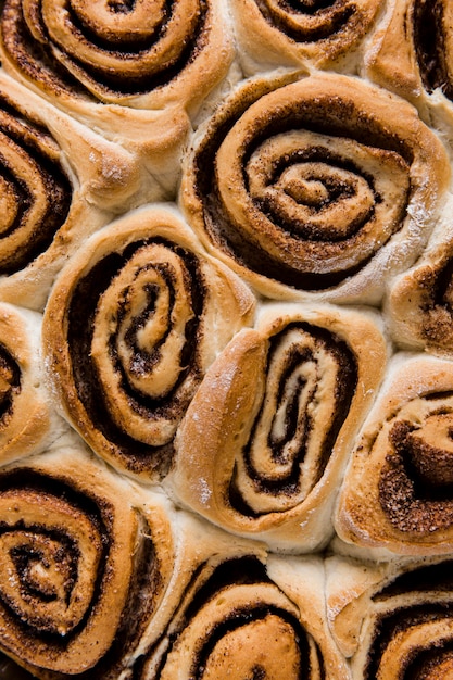 Close-up view of delicious cinnamon rolls