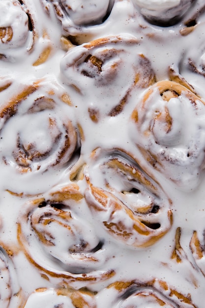 Close-up view of delicious cinnamon rolls