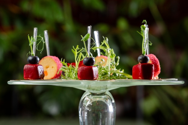 Close-up view of delicious food arrangement