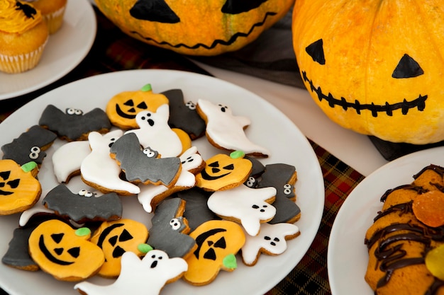 Крупным планом вкусное печенье на хэллоуин