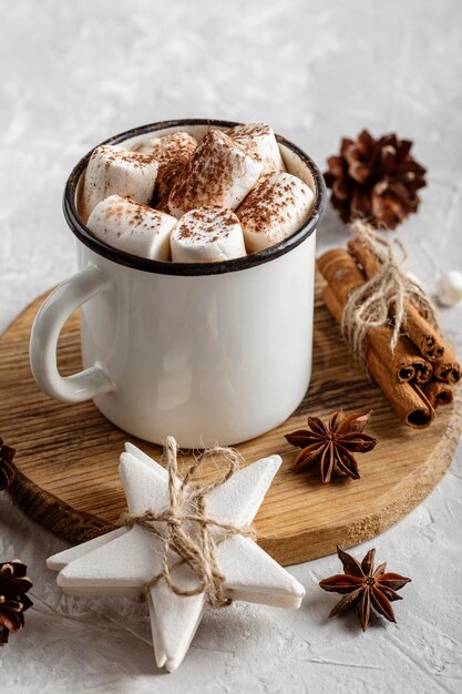 Close-up view of delicious hot chocolate