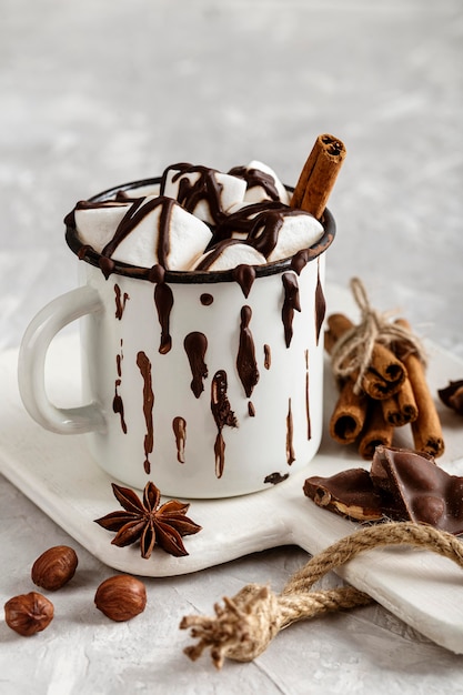 Close-up view of delicious hot chocolate