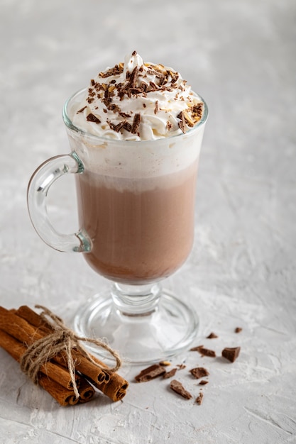 Close-up view of delicious hot chocolate
