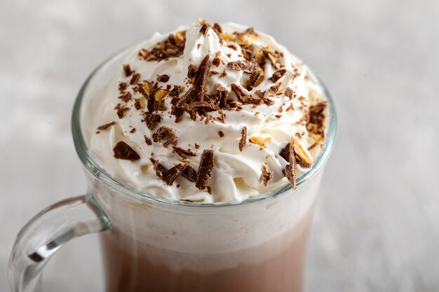 Close-up view of delicious hot chocolate