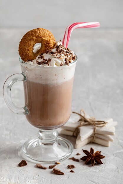 Close-up view of delicious hot chocolate