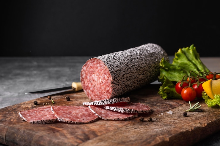 Free Photo close-up view of delicious salami concept