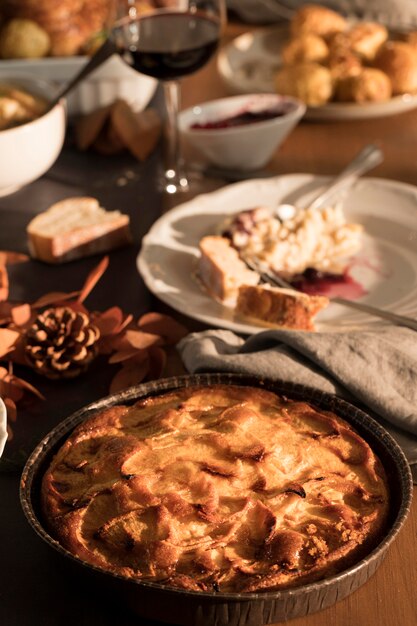 Close-up view of delicious thanksgiving meal