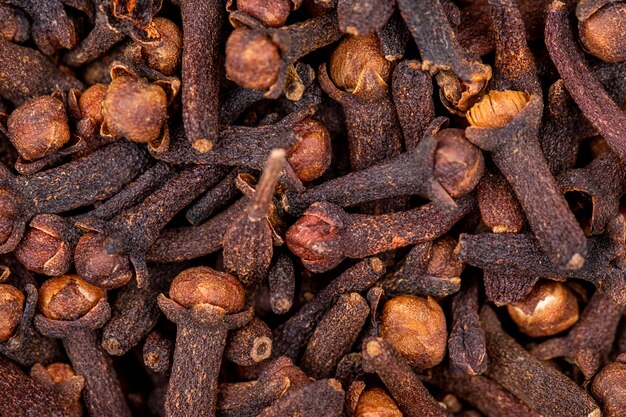 Close up view of dry organic clove spice