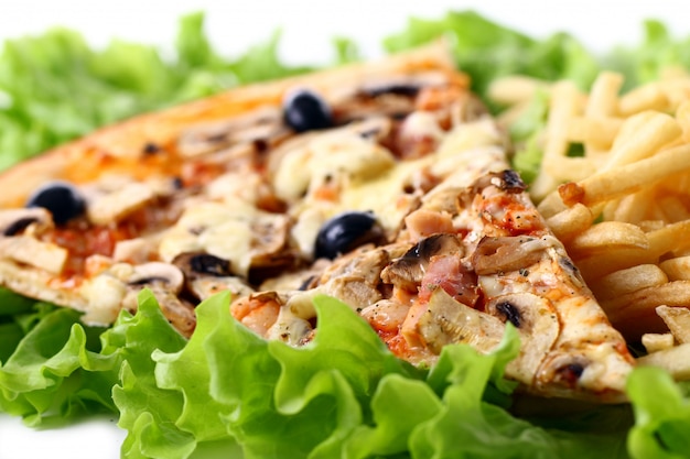 Close up view of fresh pizza