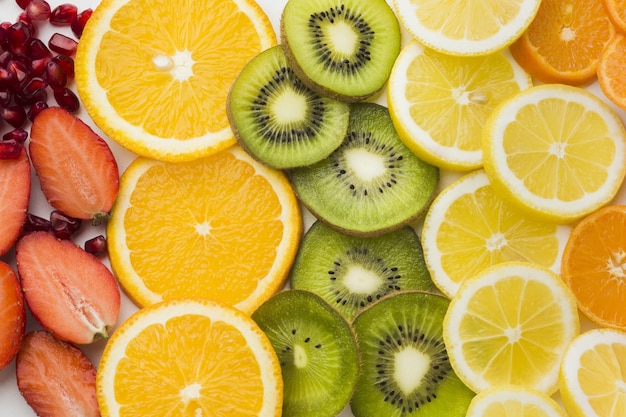 Close-up view of fruits slices concept