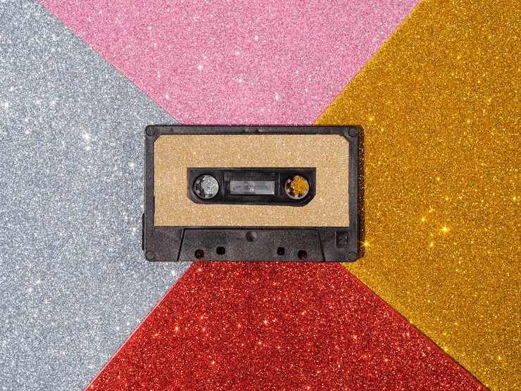 Free Photo close-up view of glittery tape