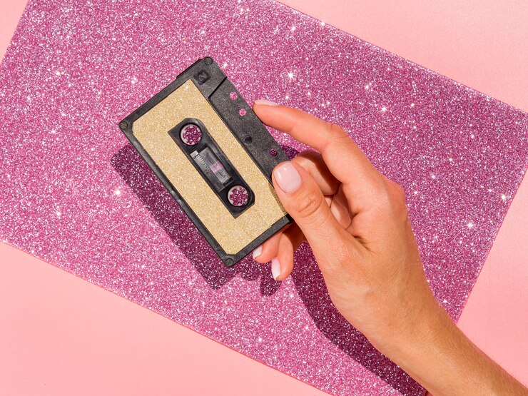 Free Photo close-up view of glittery tape