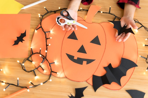 Close-up view of halloween arrangement