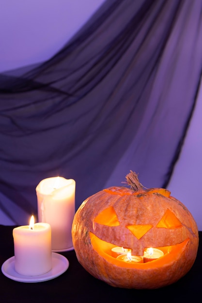 Close-up view of halloween pumpkin concept
