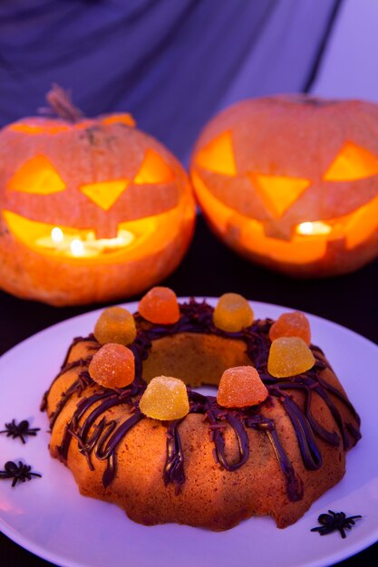 Close-up view of halloween pumpkin concept