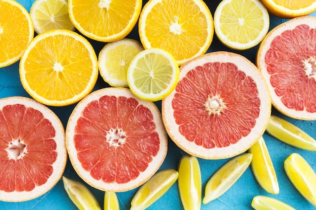 Close-up view of healthy citrus fruits