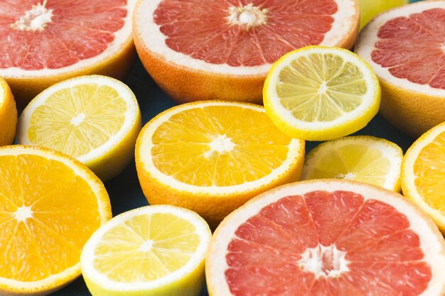 Close-up view of healthy citrus fruits