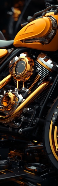 Close-up view of motorcycle parts