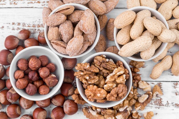 Close-up view of nuts arrangement