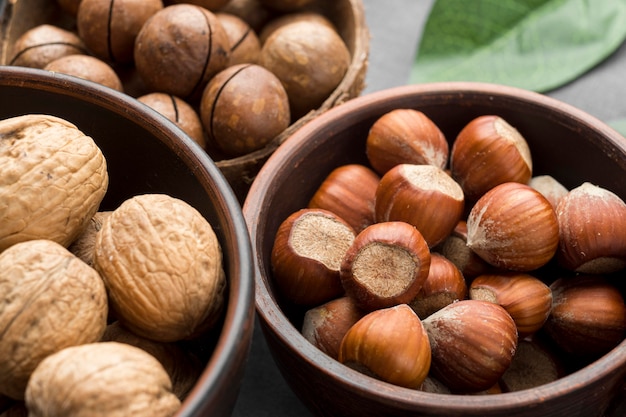 Close-up view of nuts concept arrangement