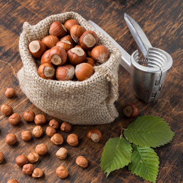 Close-up view of nuts concept arrangement