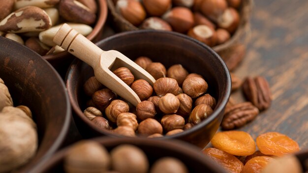 Close-up view of nuts concept arrangement