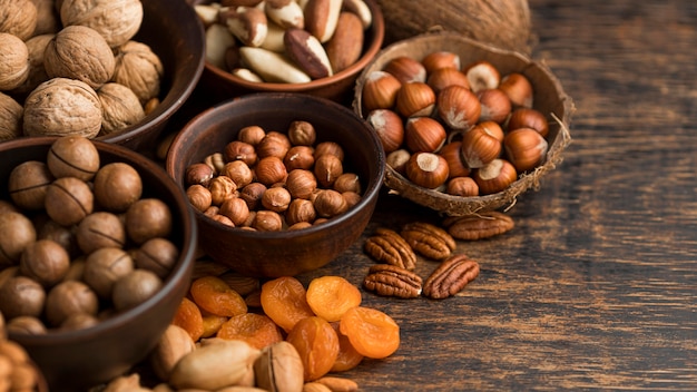 Close-up view of nuts concept arrangement