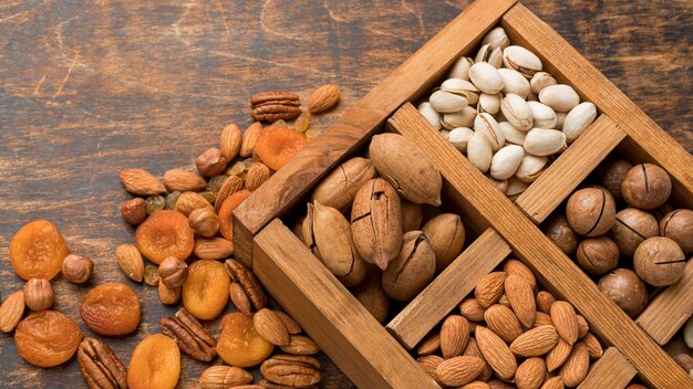 Close-up view of nuts concept arrangement