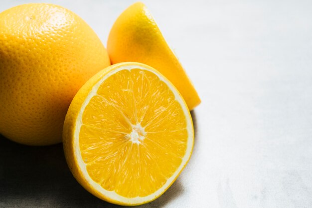 Close-up view of orange view on plain background