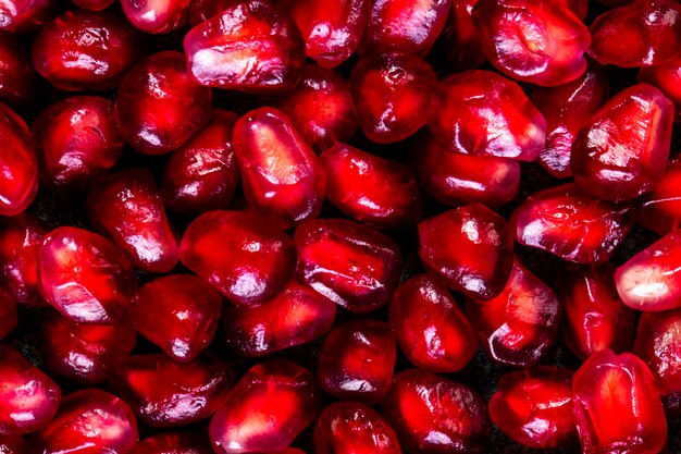 close-up view peeled pomegranate