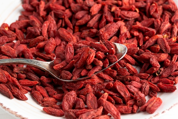 Close-up view of red dryed fruits