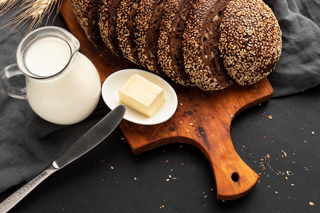 Foto gratuita vista ravvicinata del concetto di pane di semi