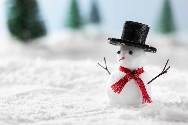 Close-up view of snowman winter concept